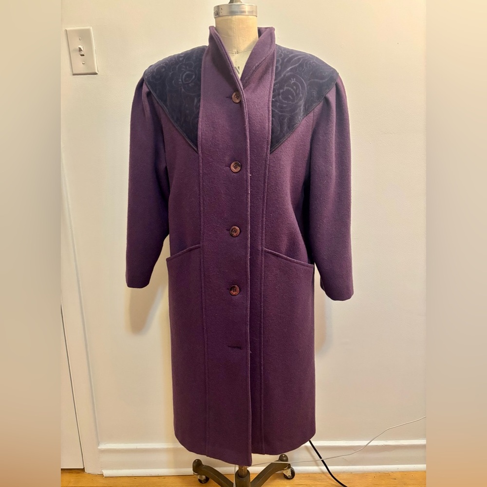 Vintage 75% Wool Purple Women's Coat - 3 Petite